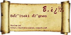 Bélteki Ágnes névjegykártya